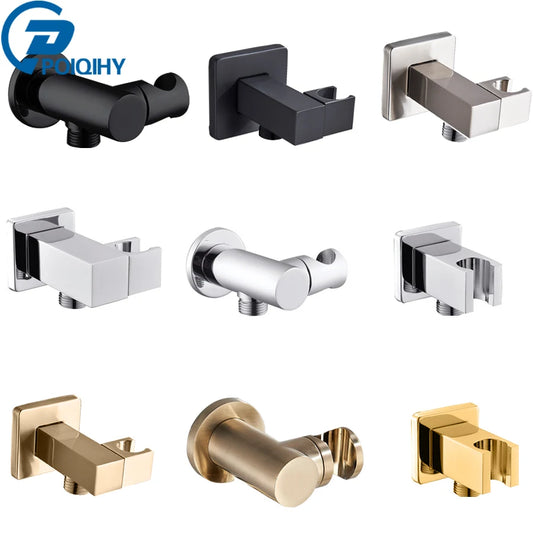 Poiqihy Chrome Shower Head Holder Handheld Shower Spray Bracket Wall Mounted Bidet Sprayer Holder Concealed Faucet Accessory
