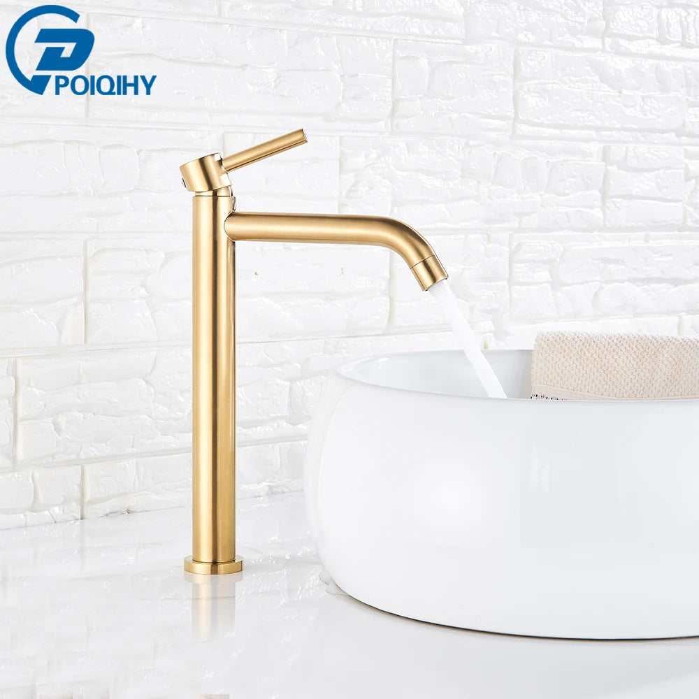 Black Basin Faucet Bathroom Washbasin Water Mixer Tap Hot Cold Water Basin Sink Tap Bathroom Faucet Tap Brushed Gold Faucet