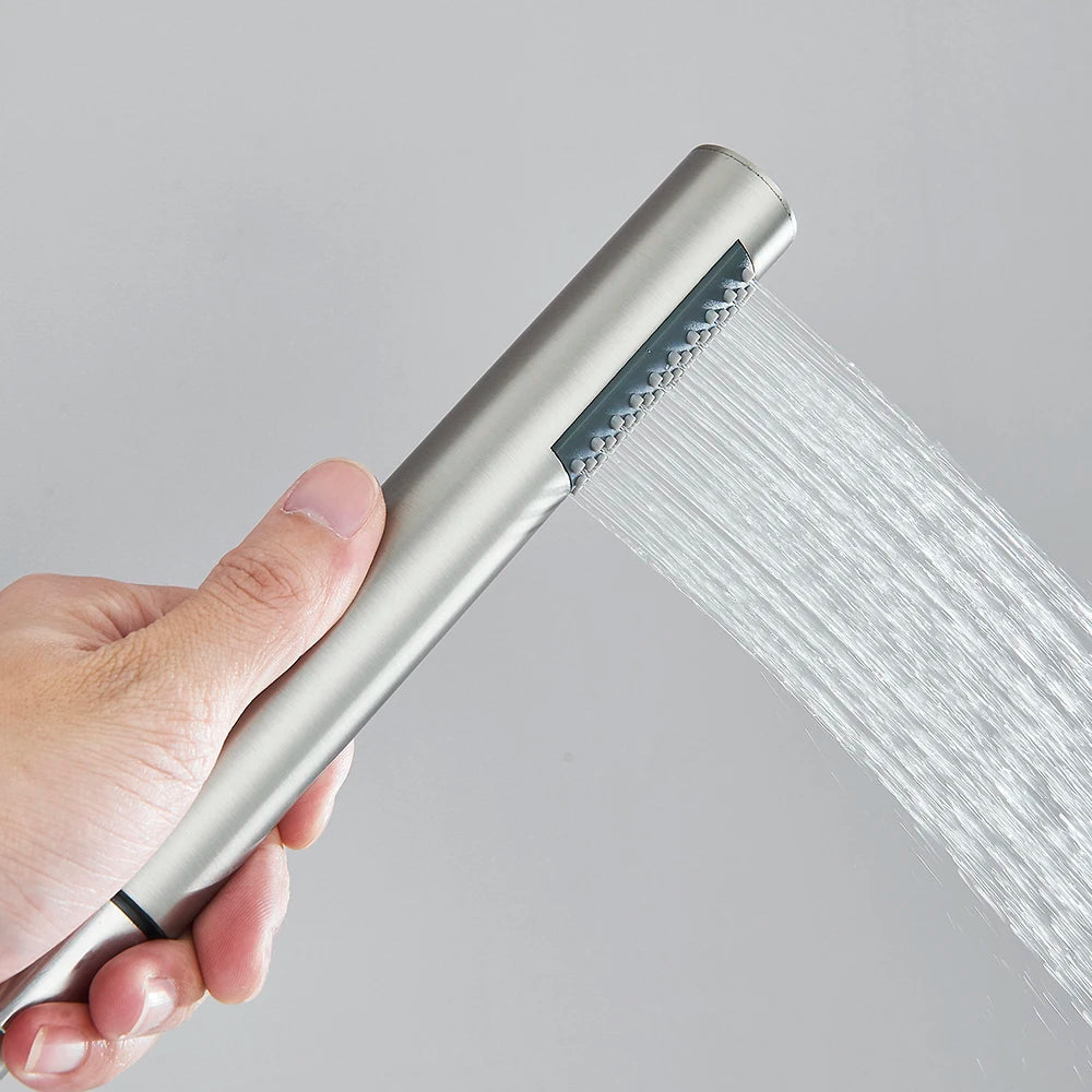 Brushed Golden Hand Held Shower Head Black Handshower Head Plastic Head Faucet Accessory Single Function
