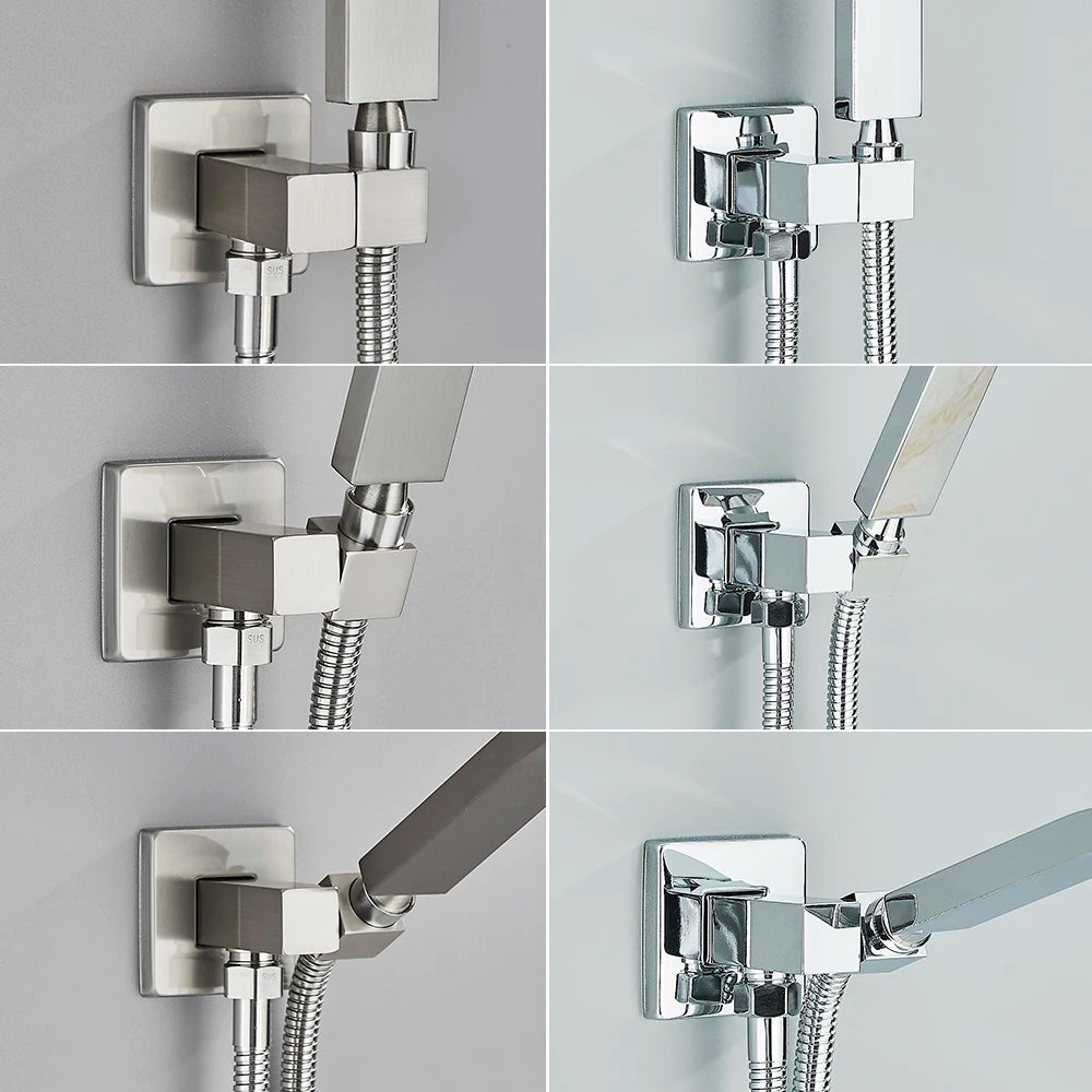 Poiqihy Chrome Shower Head Holder Handheld Shower Spray Bracket Wall Mounted Bidet Sprayer Holder Concealed Faucet Accessory