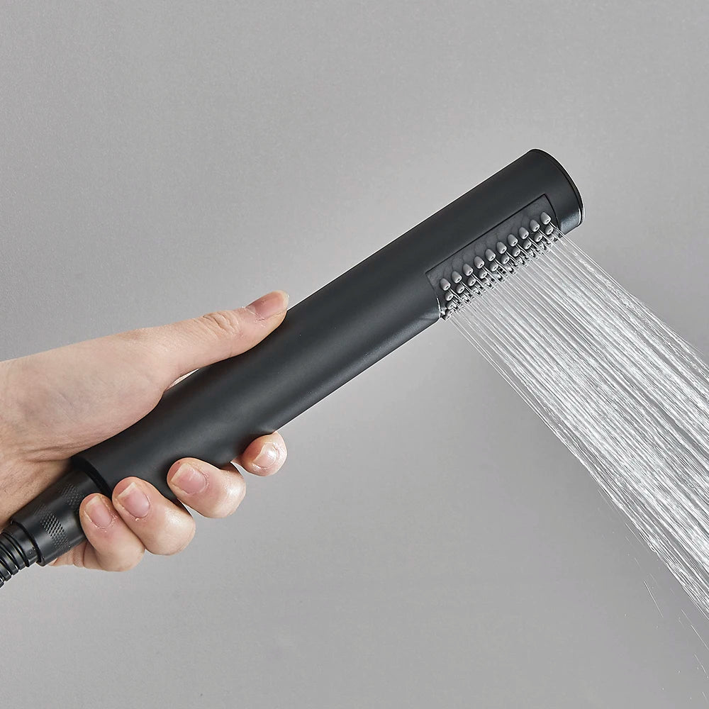 Brushed Golden Hand Held Shower Head Black Handshower Head Plastic Head Faucet Accessory Single Function