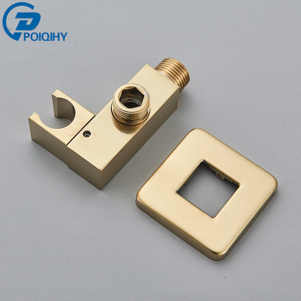 Poiqihy Chrome Shower Head Holder Handheld Shower Spray Bracket Wall Mounted Bidet Sprayer Holder Concealed Faucet Accessory