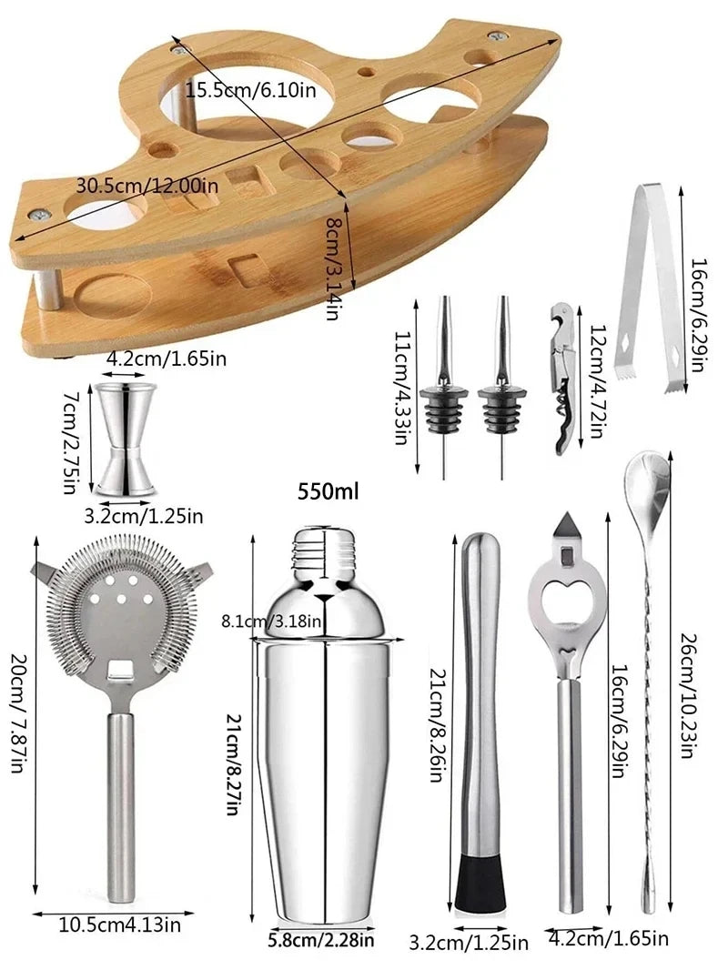 UPORS Stainless Steel Cocktail Shaker Mixer Wine Martini Boston Shaker For Bartender Drink Party Bar Tools 550ML/750ML