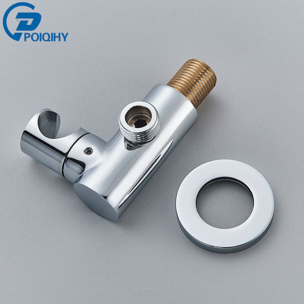 Poiqihy Chrome Shower Head Holder Handheld Shower Spray Bracket Wall Mounted Bidet Sprayer Holder Concealed Faucet Accessory