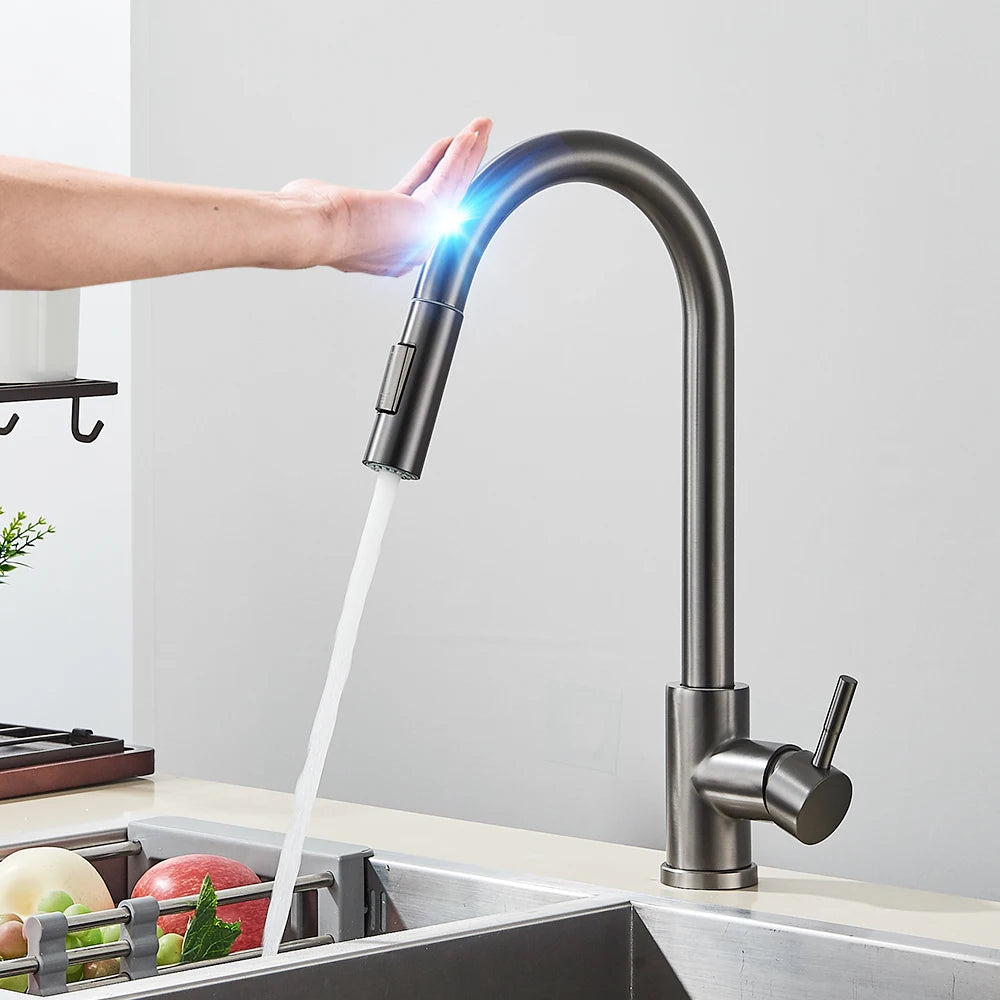 Pull Out Sensor Black Kitchen Faucet Sensitive Touch Control Faucet Mixer For Kitchen Touch Sensor Kitchen Mixer Tap