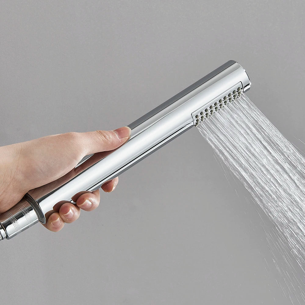 Brushed Golden Hand Held Shower Head Black Handshower Head Plastic Head Faucet Accessory Single Function