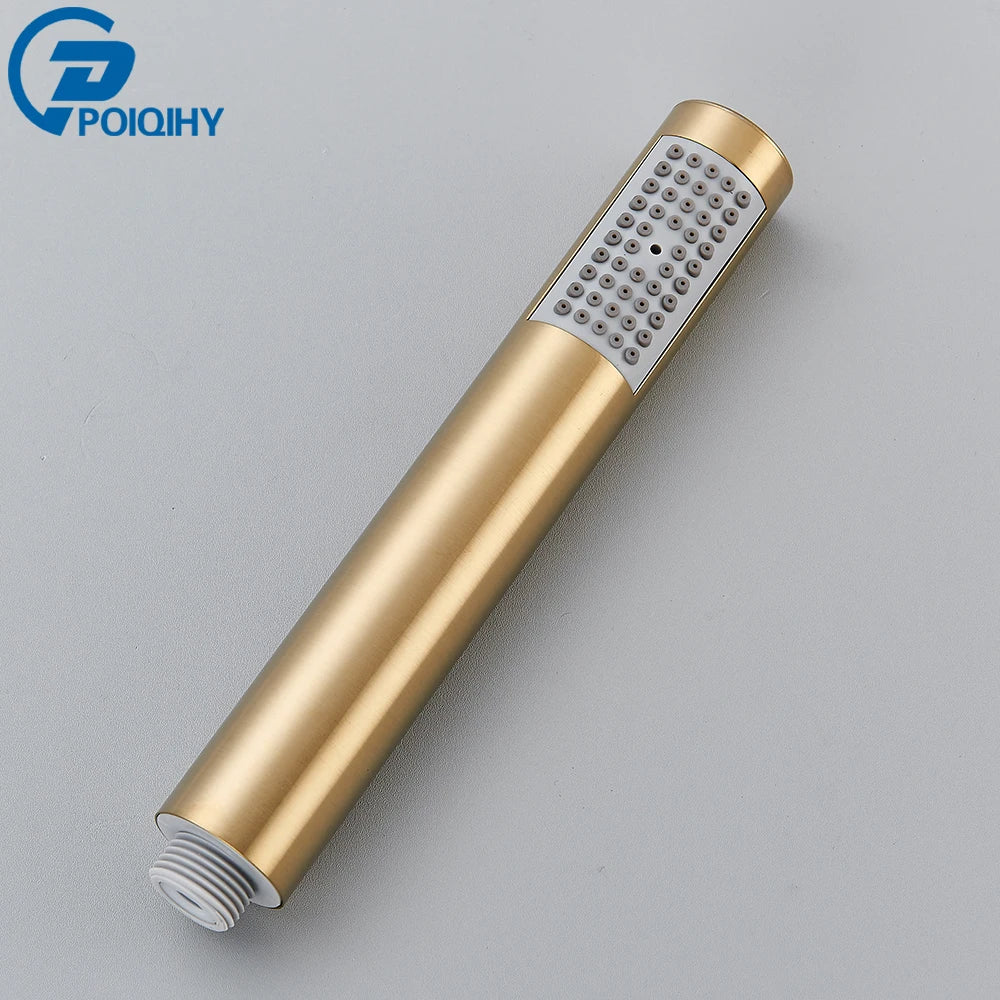 Brushed Golden Hand Held Shower Head Black Handshower Head Plastic Head Faucet Accessory Single Function