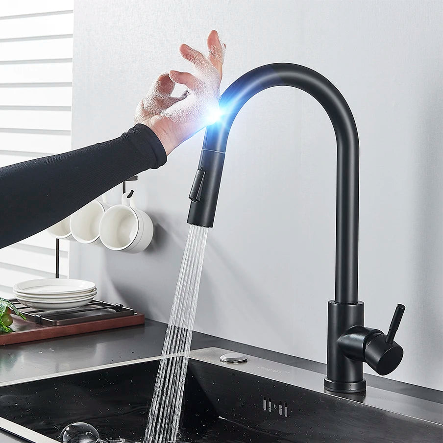 Pull Out Sensor Black Kitchen Faucet Sensitive Touch Control Faucet Mixer For Kitchen Touch Sensor Kitchen Mixer Tap