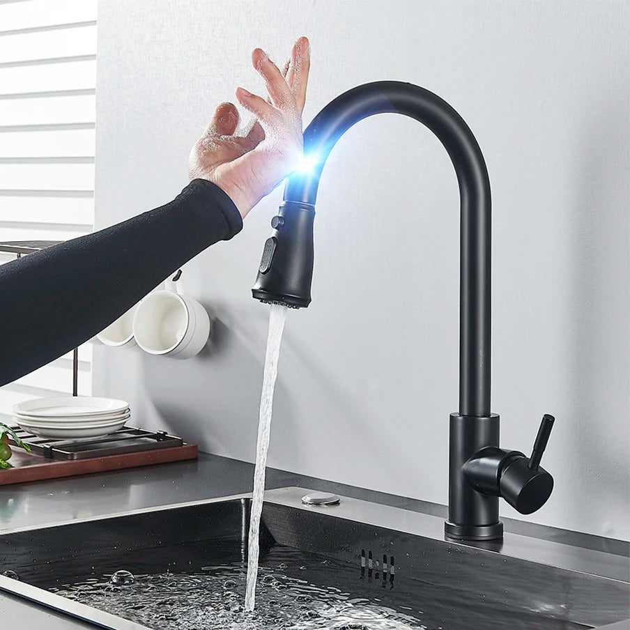 Pull Out Sensor Black Kitchen Faucet Sensitive Touch Control Faucet Mixer For Kitchen Touch Sensor Kitchen Mixer Tap