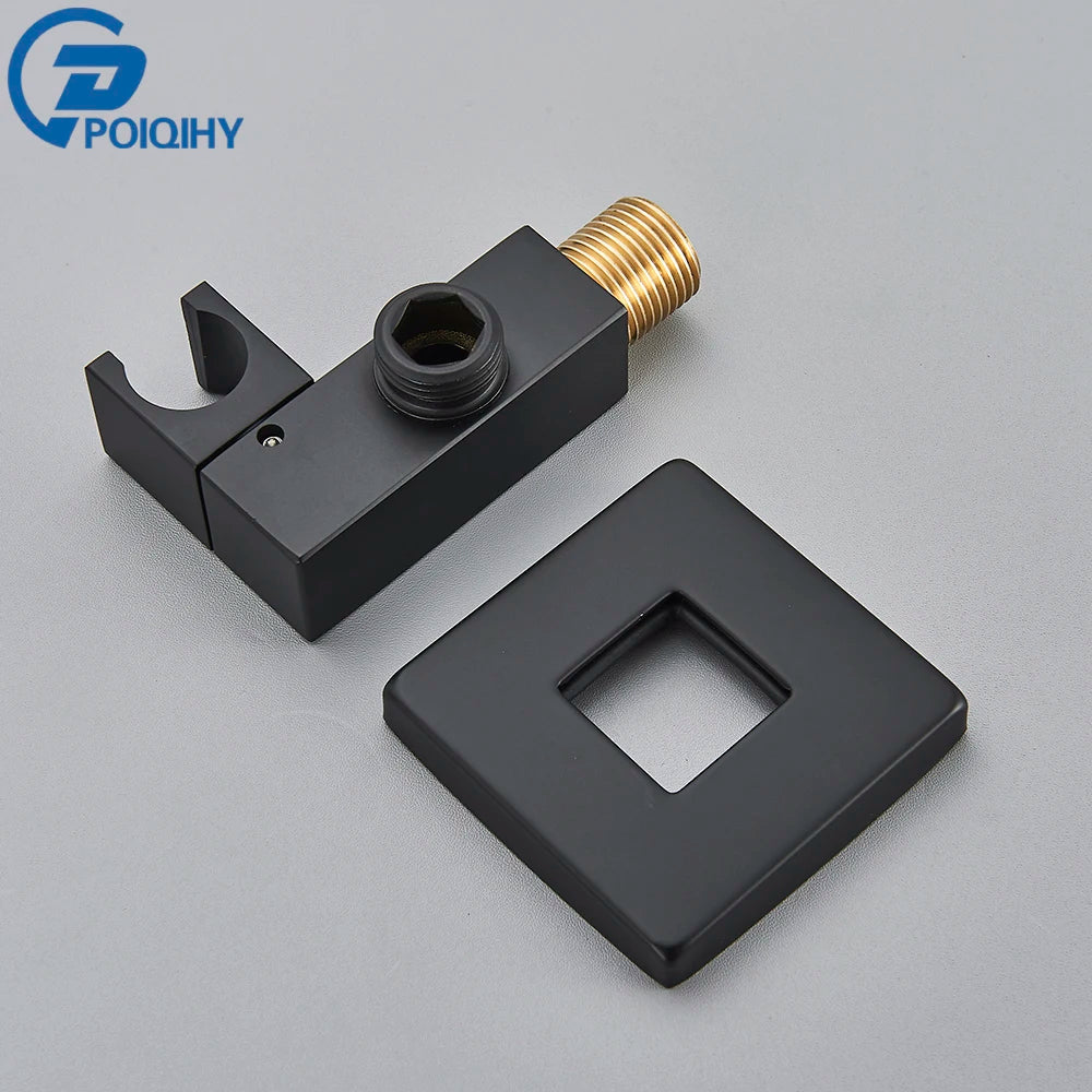 Poiqihy Chrome Shower Head Holder Handheld Shower Spray Bracket Wall Mounted Bidet Sprayer Holder Concealed Faucet Accessory