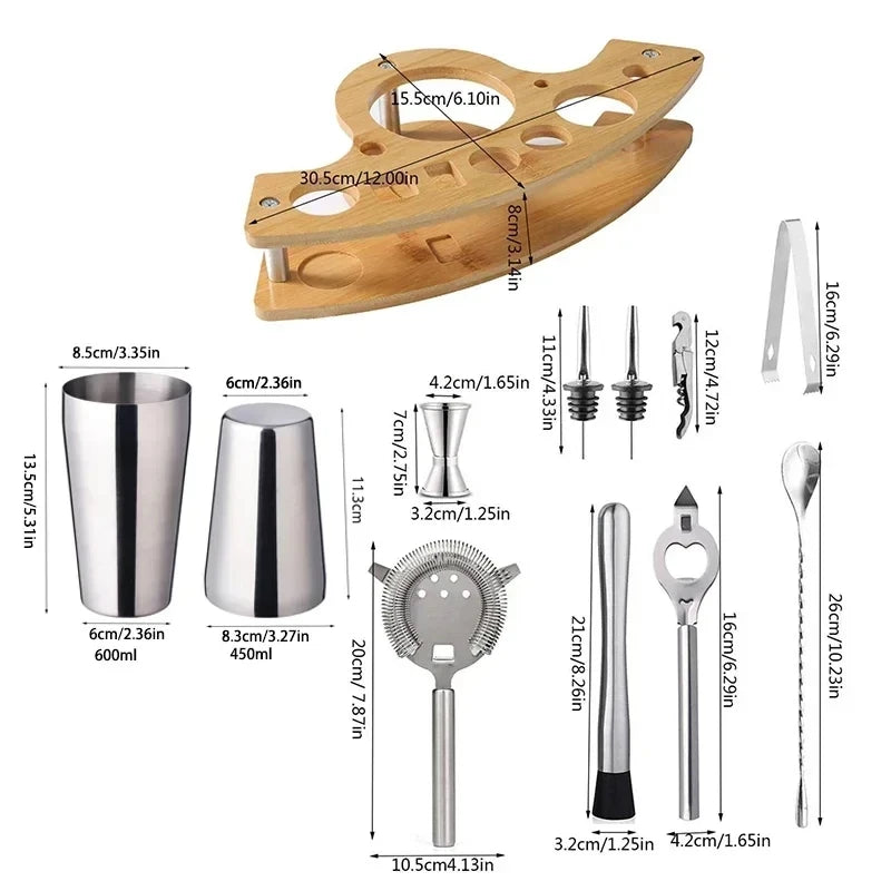 UPORS Stainless Steel Cocktail Shaker Mixer Wine Martini Boston Shaker For Bartender Drink Party Bar Tools 550ML/750ML