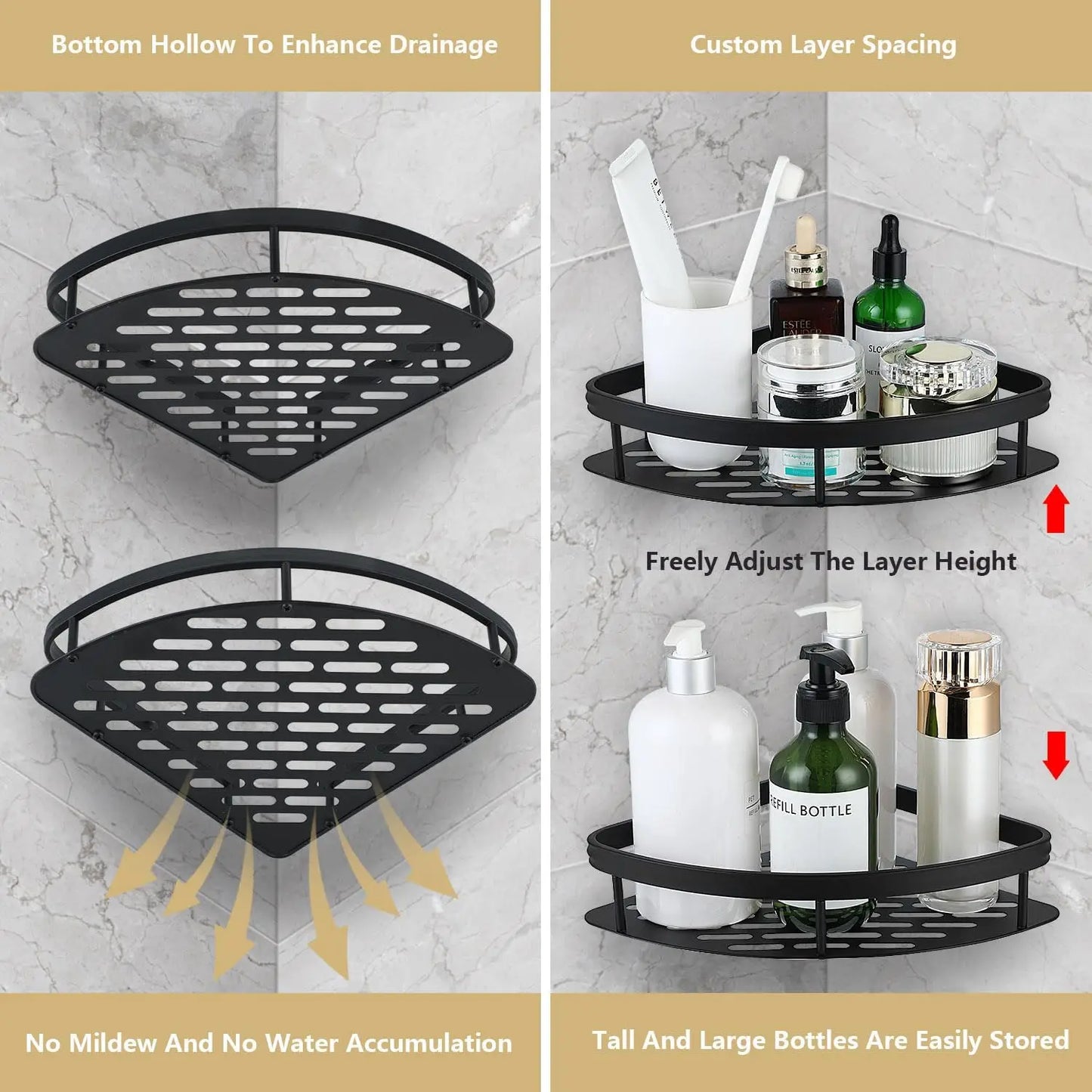 Bathroom Storage Rack No Drill Shelves Wall Mounted Corner Shelf Shower Holder For WC Shampoo Organizer Bathroom Accessories