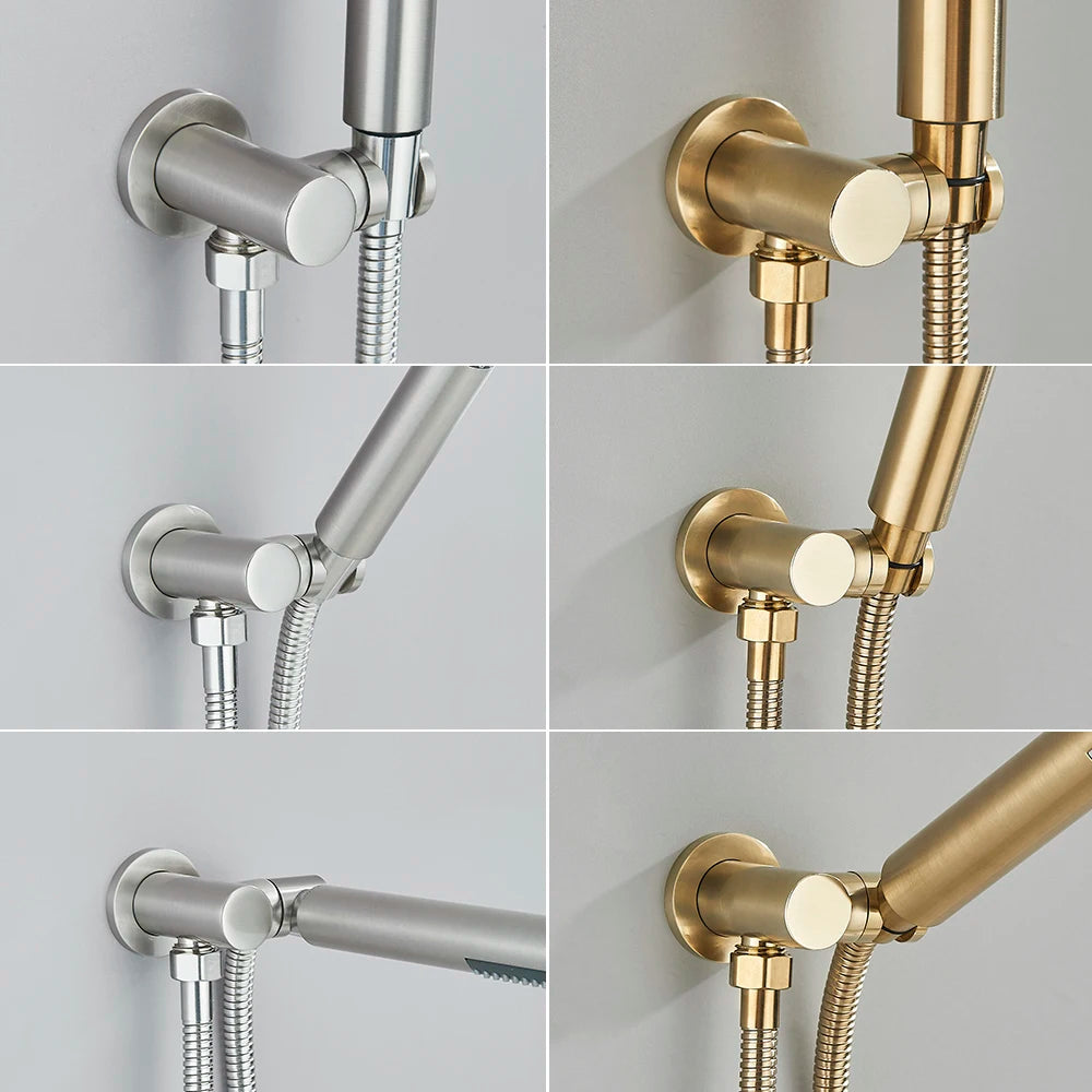 Poiqihy Chrome Shower Head Holder Handheld Shower Spray Bracket Wall Mounted Bidet Sprayer Holder Concealed Faucet Accessory