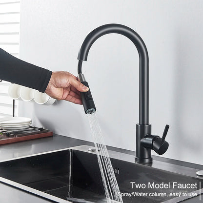 Pull Out Sensor Black Kitchen Faucet Sensitive Touch Control Faucet Mixer For Kitchen Touch Sensor Kitchen Mixer Tap