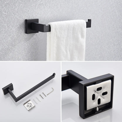 Bathroom Hardware Set Black Robe Hook Towel Rail Bar Shelf Tissue Paper Holder Wall Mounted Bathroom Accessories