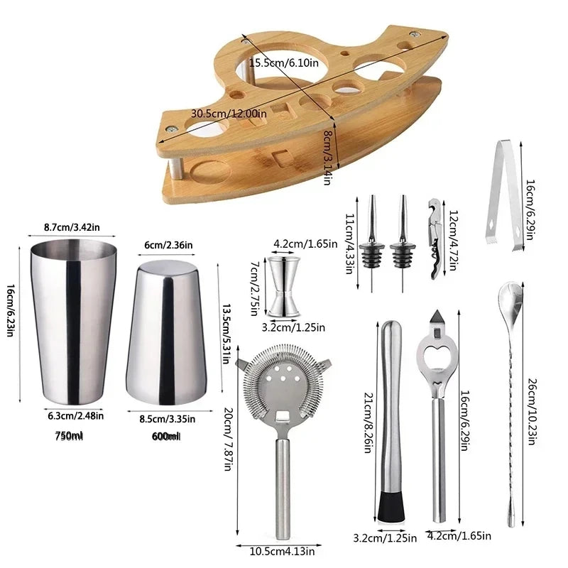 UPORS Stainless Steel Cocktail Shaker Mixer Wine Martini Boston Shaker For Bartender Drink Party Bar Tools 550ML/750ML
