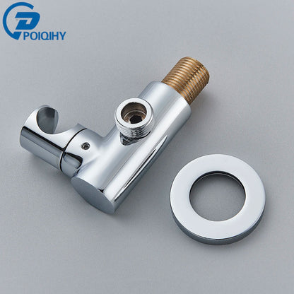 Poiqihy Chrome Shower Head Holder Handheld Shower Spray Bracket Wall Mounted Bidet Sprayer Holder Concealed Faucet Accessory