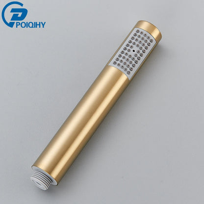 Brushed Golden Hand Held Shower Head Black Handshower Head Plastic Head Faucet Accessory Single Function