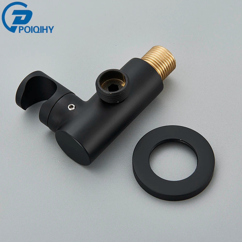 Poiqihy Chrome Shower Head Holder Handheld Shower Spray Bracket Wall Mounted Bidet Sprayer Holder Concealed Faucet Accessory