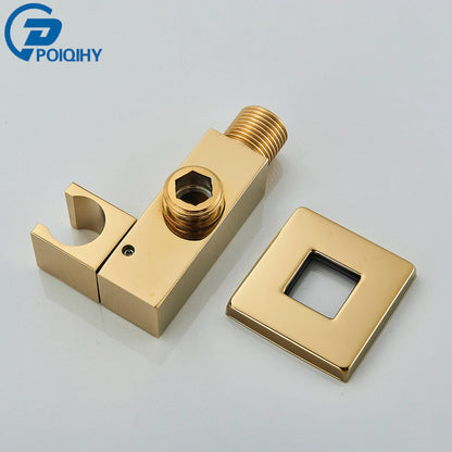 Poiqihy Chrome Shower Head Holder Handheld Shower Spray Bracket Wall Mounted Bidet Sprayer Holder Concealed Faucet Accessory