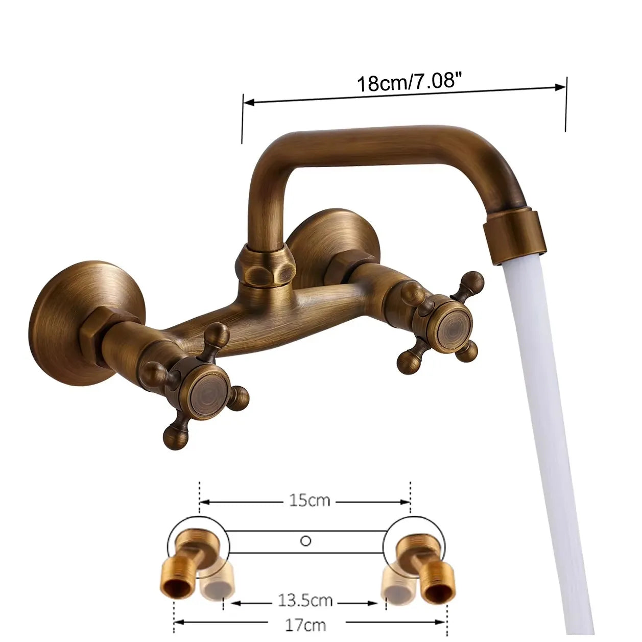 Antique Brass Basin Faucet Wall Mounted Bathroom Mixer Tap Hot Cold Sink Faucet 360 Rotation Spout ORB Black Kitchen Mixer Taps