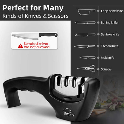 Knife Sharpener Professional 3 Stages Whetstone Kitchen Chef Knives Grinder Scissors Sharpening Stone Heavy Duty Diamond Blades