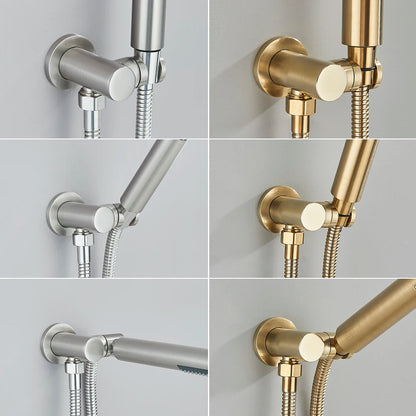 Poiqihy Chrome Shower Head Holder Handheld Shower Spray Bracket Wall Mounted Bidet Sprayer Holder Concealed Faucet Accessory
