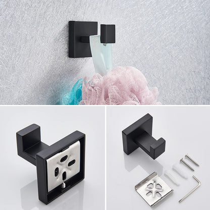 Bathroom Hardware Set Black Robe Hook Towel Rail Bar Shelf Tissue Paper Holder Wall Mounted Bathroom Accessories
